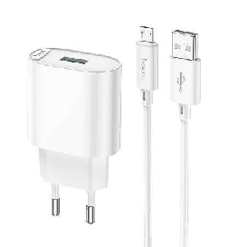 Блок для зарядки Hoco C109A (18W) с кабелем Micro-USB, белый
