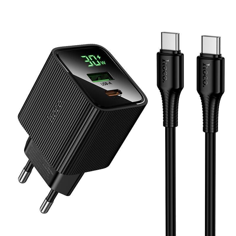 Блок для зарядки Hoco CS84A (30W) с кабелем Type-C — Type-C, черный